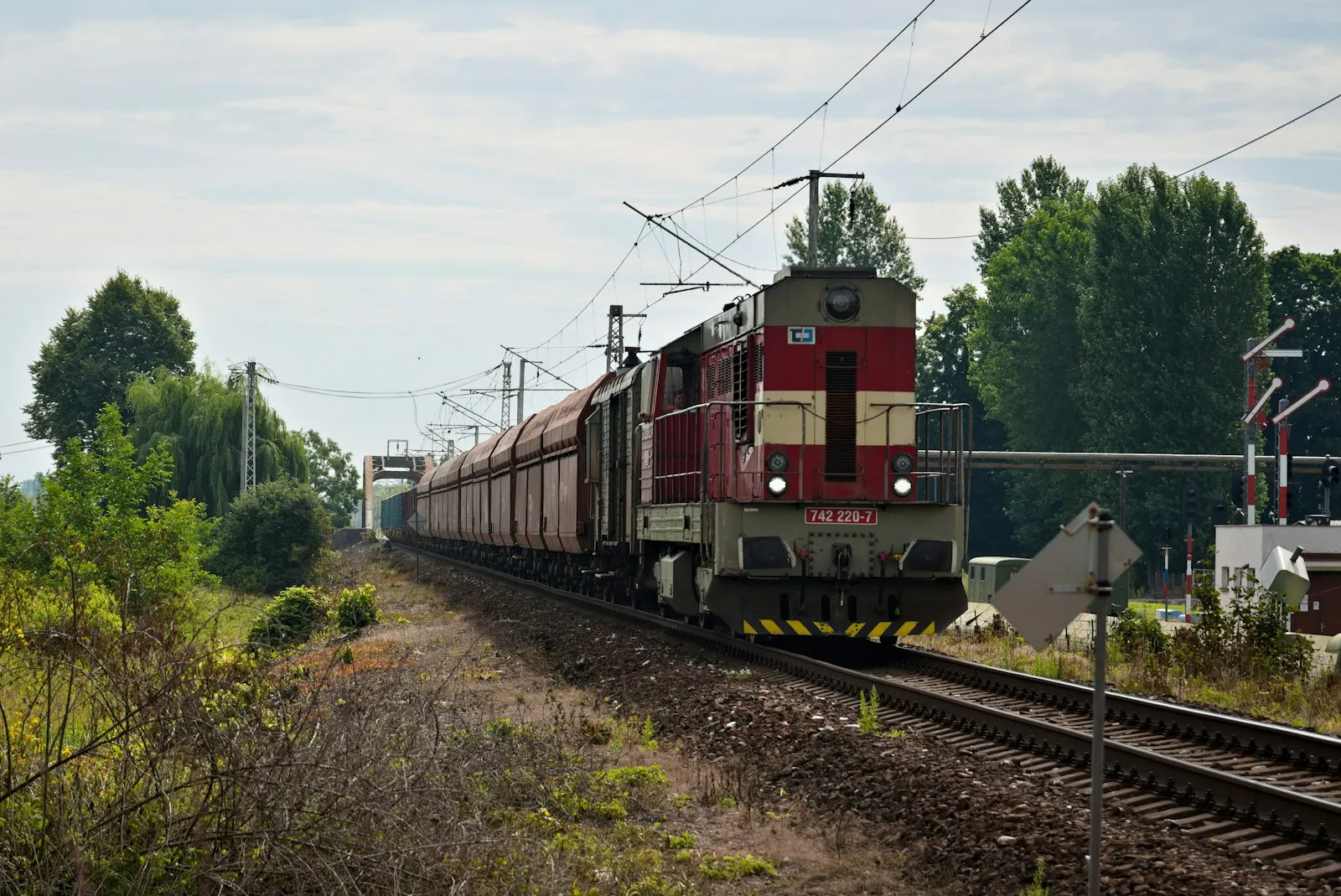 Red and black train on rail tracks during daytime