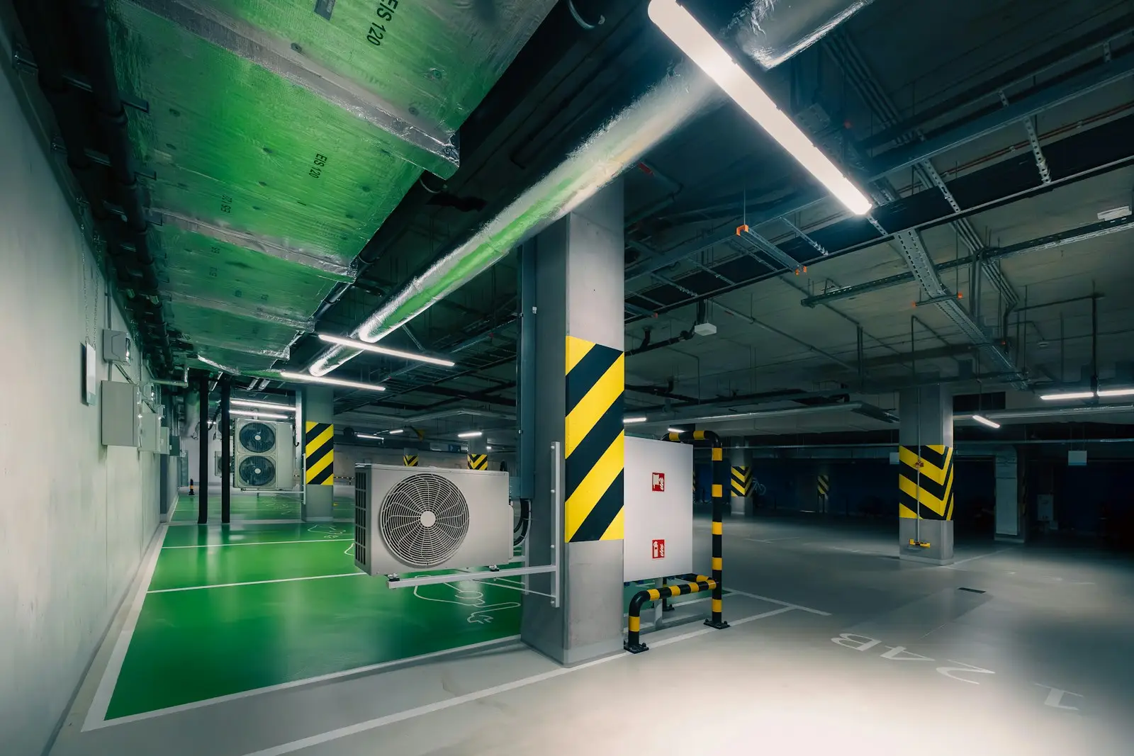 Empty underground parking electric vehicle chargers