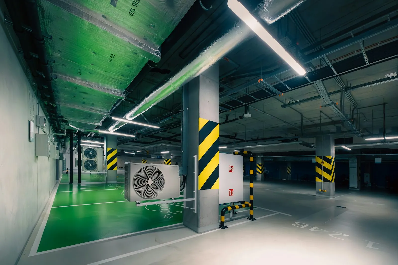Empty underground parking electric vehicle chargers