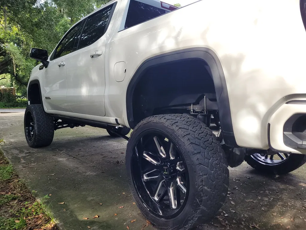 White GMC Sierra pickup truck — the platform the Kleinn GMTRK-1 bolt-on train horn kit is designed for