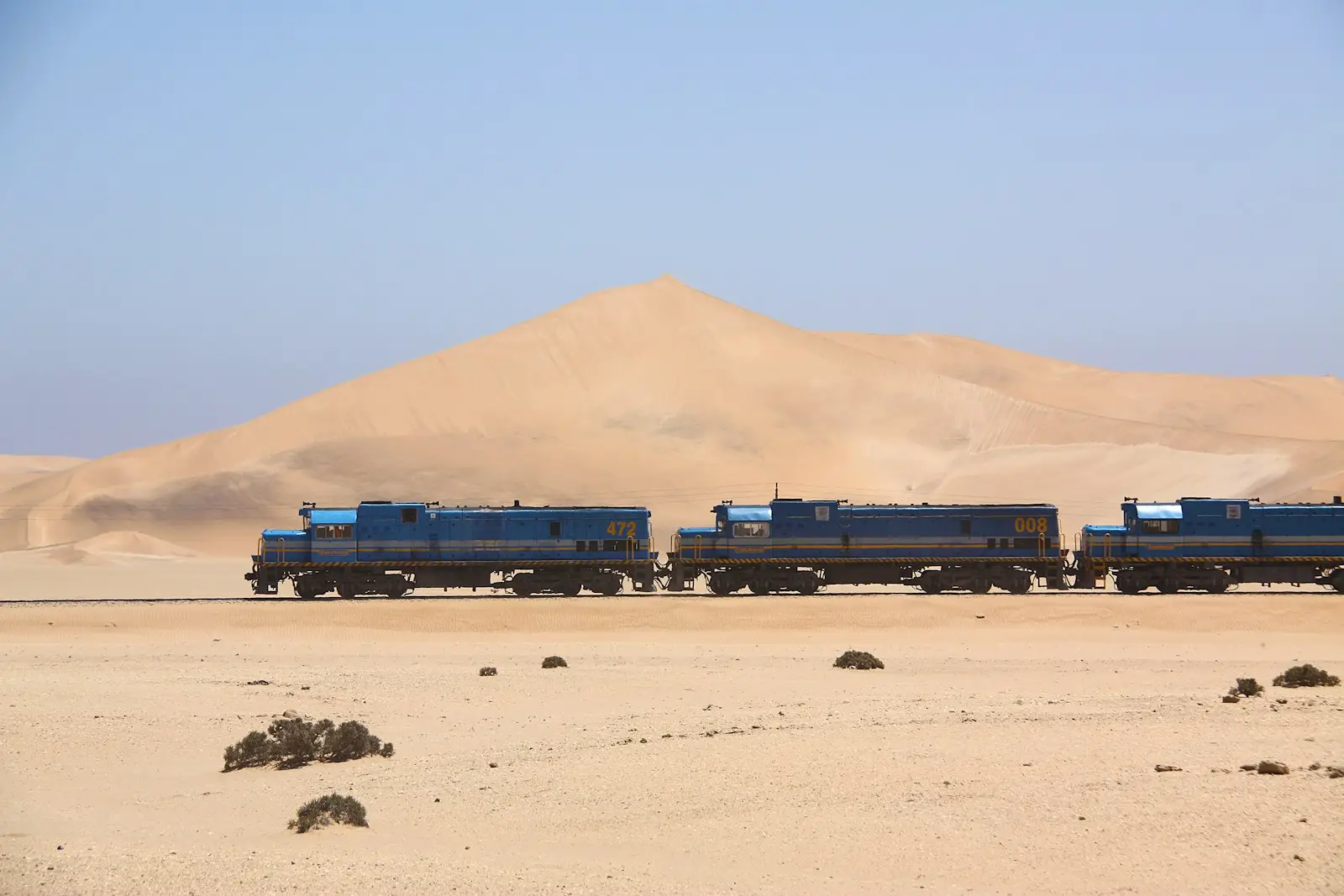 Train in the Namibian desert
