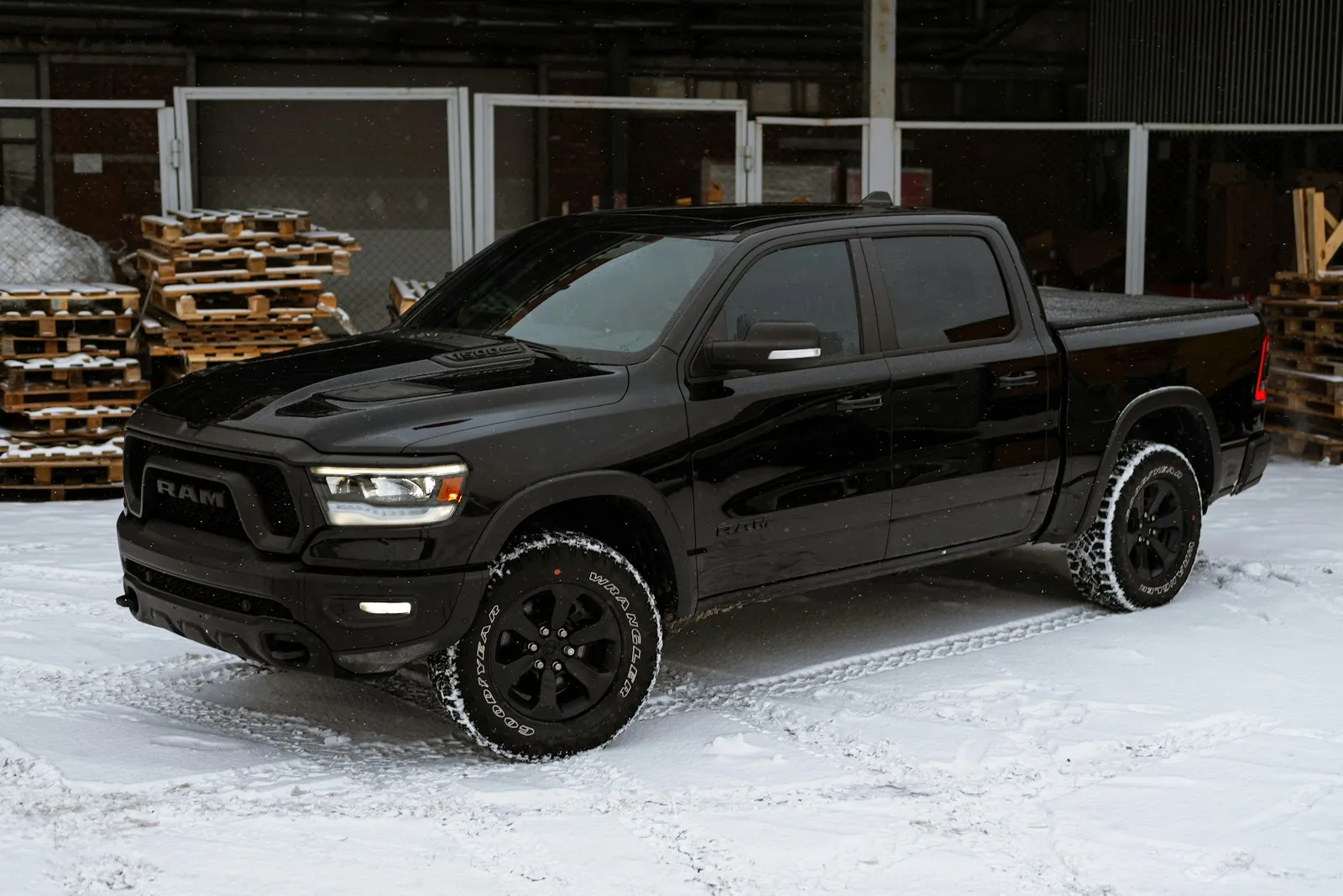 Black Ram heavy-duty truck in the snow — Ram 2500 install context