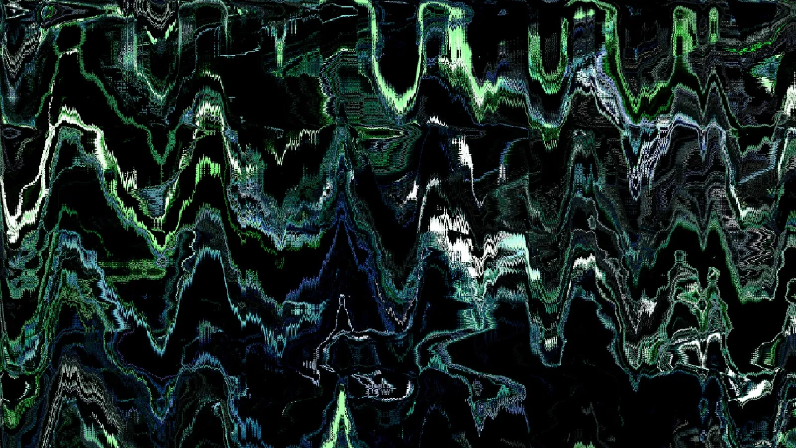 Abstract green and blue wavy waveform pattern — synthesized chord visualization for the interactive soundboard