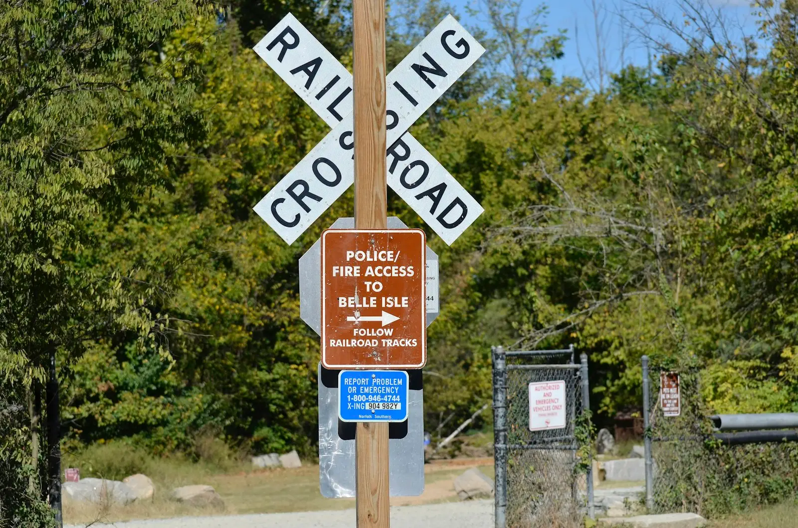 Railroad crossing sign.