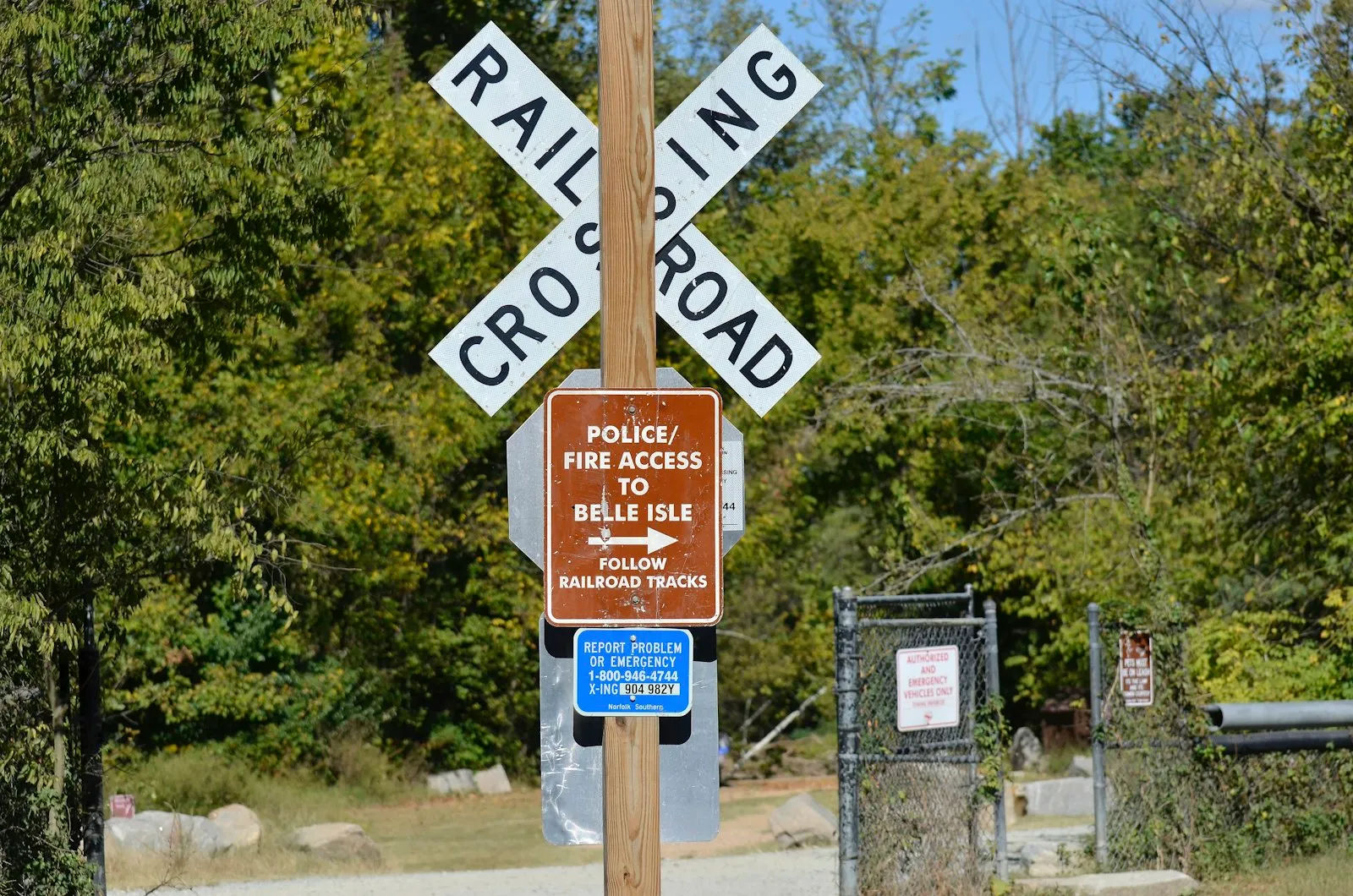 Railroad crossing sign.