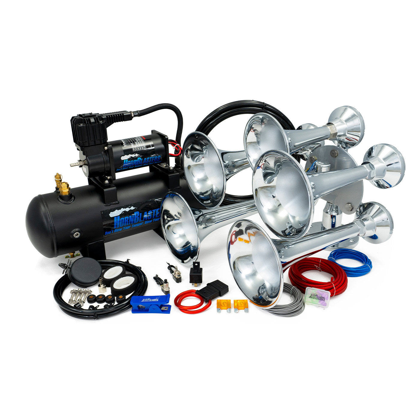 HornBlasters Admiral 228H 5-chime chrome train horn with HornAir 228H air system kit