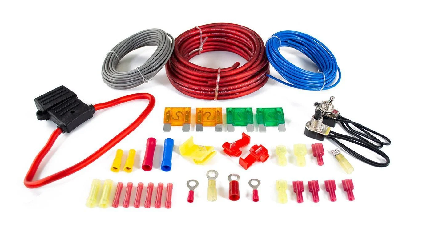 Conductor's Special 240 kit components — compressor, tank, valve, air line and wiring