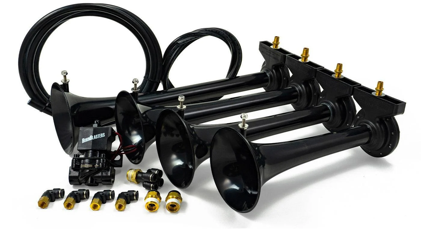 Conductor's Special 244 Nightmare Edition kit components — horns, tank, compressor, wiring
