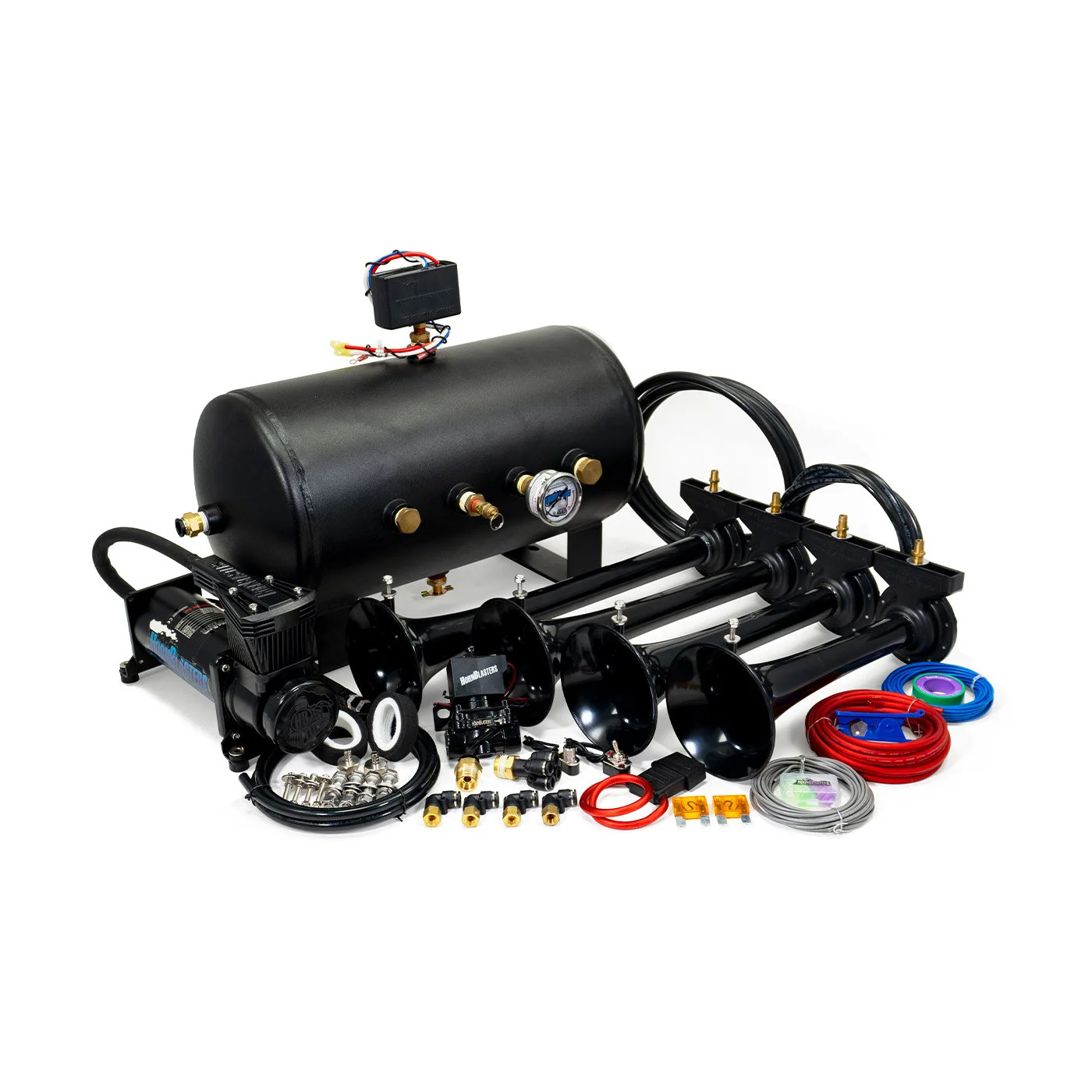 HornBlasters Conductor's Special 544 train horn kit — Shocker XL horns with 5-gallon air system