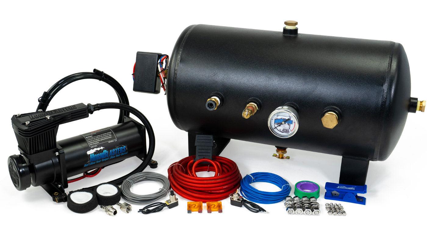 Katrina train horn kit hardware and wiring laid out