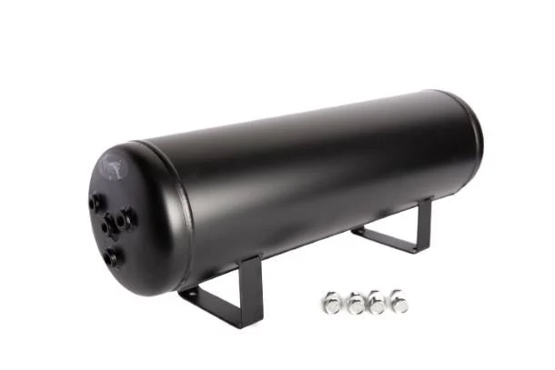 Viking Horns 3-gallon 6-port black steel air tank with mounting brackets, the tank size used in the V101C-5/310 kit