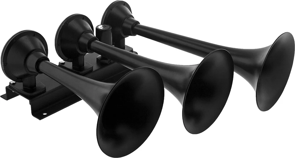 Vixen VXH3418B three black trumpets of graduated length on a common base, angled view