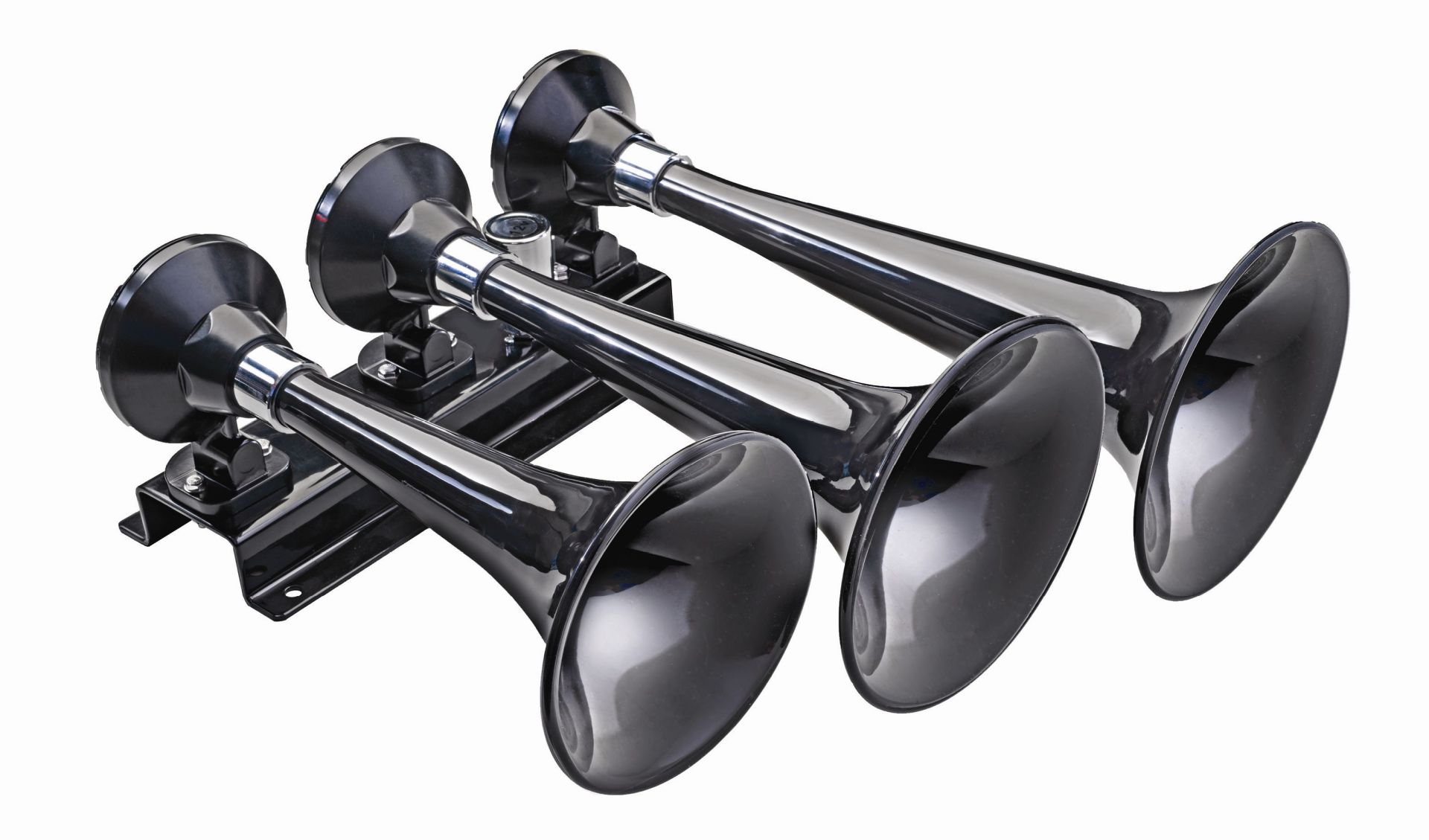 Wolo 855 Wolo Express three-trumpet black ABS train horn on flat mounting rack